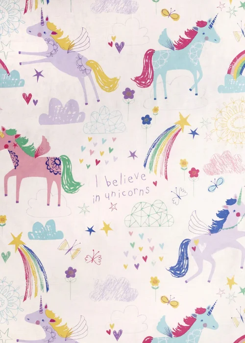 Bedlam Rainbow Unicorn Reversible White Duvet Cover Set - Single Image 4