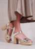 Where's That From Gold Volume Wide Fit Metallic Block Heels - Size 9 Image 3