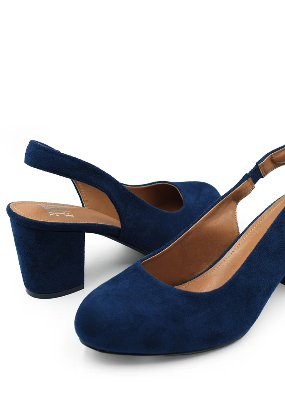 Where's That From Navy Edith Wide Fit Suede Block Heels - Size 5 Image 2