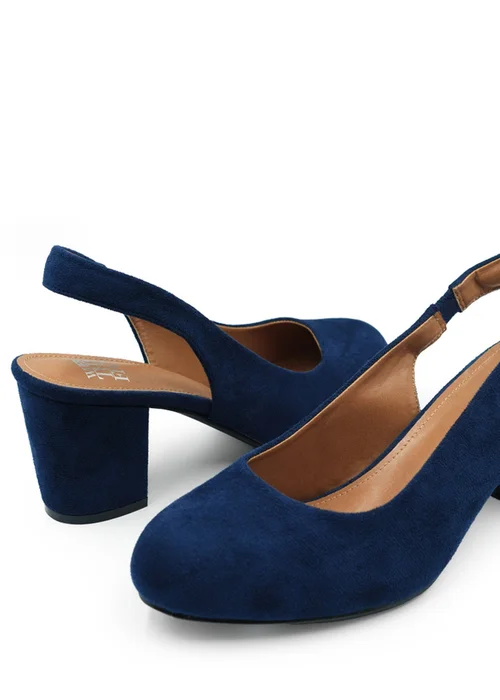 Where's That From Navy Edith Wide Fit Suede Block Heels - Size 5 Image 2