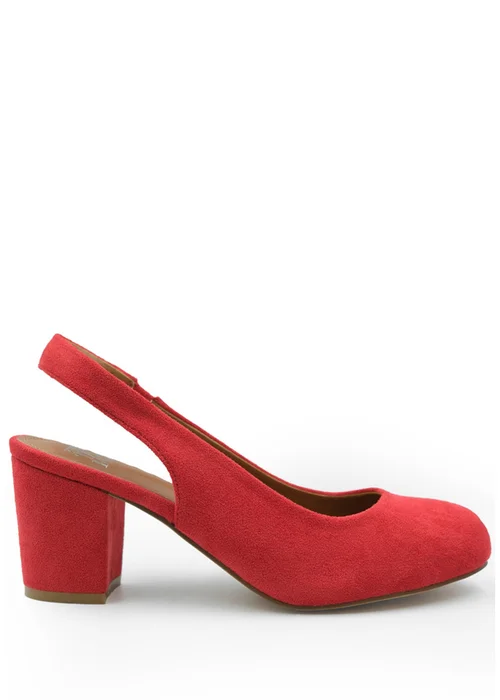 Where's That From Red Edith Wide Fit Suede Block Heels - 3 Image 1