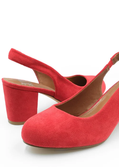 Where's That From Red Edith Wide Fit Suede Block Heels - 3 Image 2
