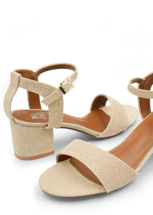 Where's That From Gold Adrianna Wide Fit Glitter Strappy Heels - Size 8 Image 2