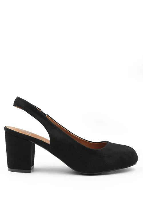 Where's That From Black Edith Extra Wide Suede Block Heels - Size 4 Image 1