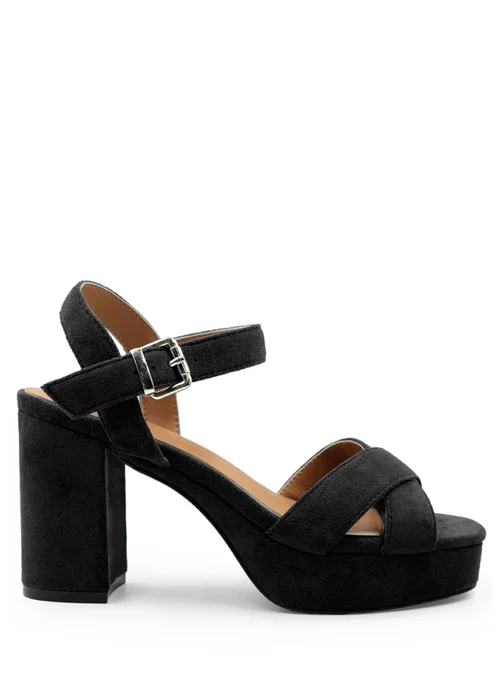 Where's That From Black Marcia Wide Fit Suede Platform Heels - 5 Image 1