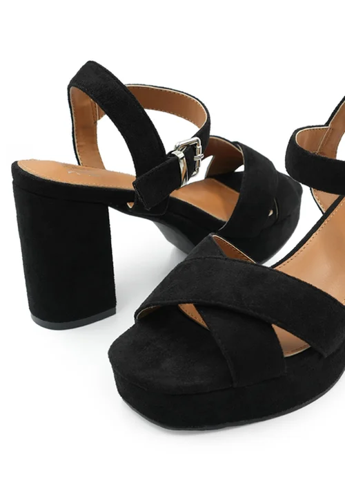 Where's That From Black Marcia Wide Fit Suede Platform Heels - 5 Image 2