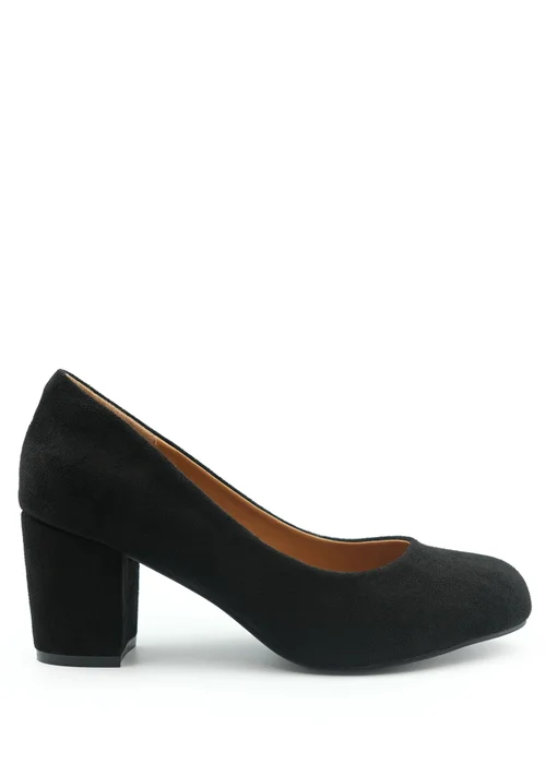 Where's That From Black Melrose Extra Wide Suede Court Shoes - 3 Image 1