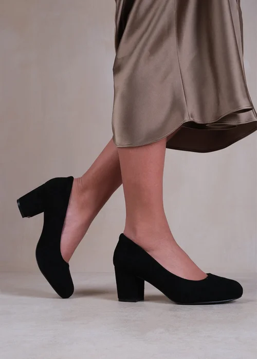 Where's That From Black Melrose Extra Wide Suede Court Shoes - 3 Image 2