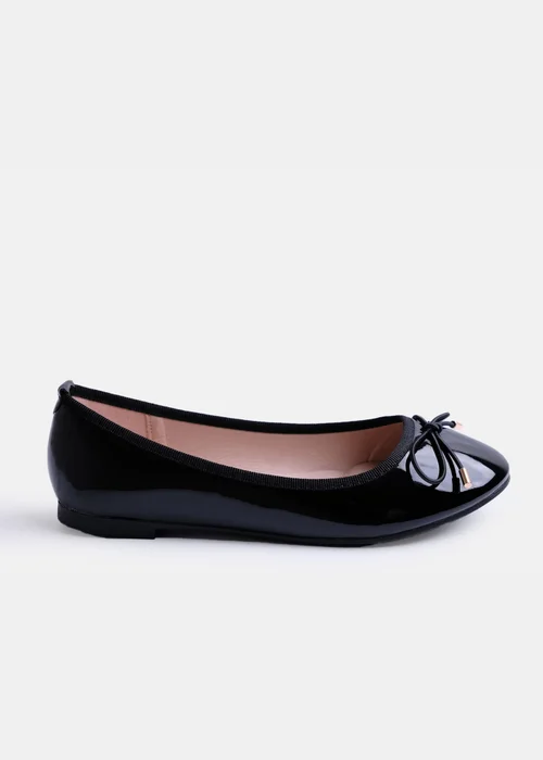 Where's That From Black Tallulah Wide Fit Patent Flat Pumps - 3 Image 1
