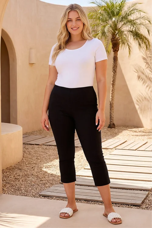 Roman Black Curve Cropped Stretch Trouser - 18 Image 1
