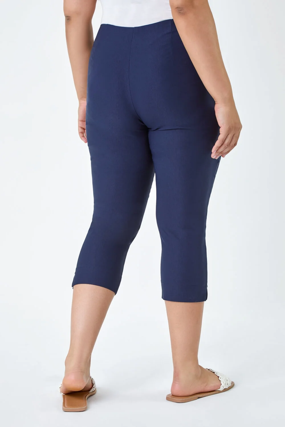 Roman Navy Blue Curve Cropped Stretch Trouser - 30-32 Image 4