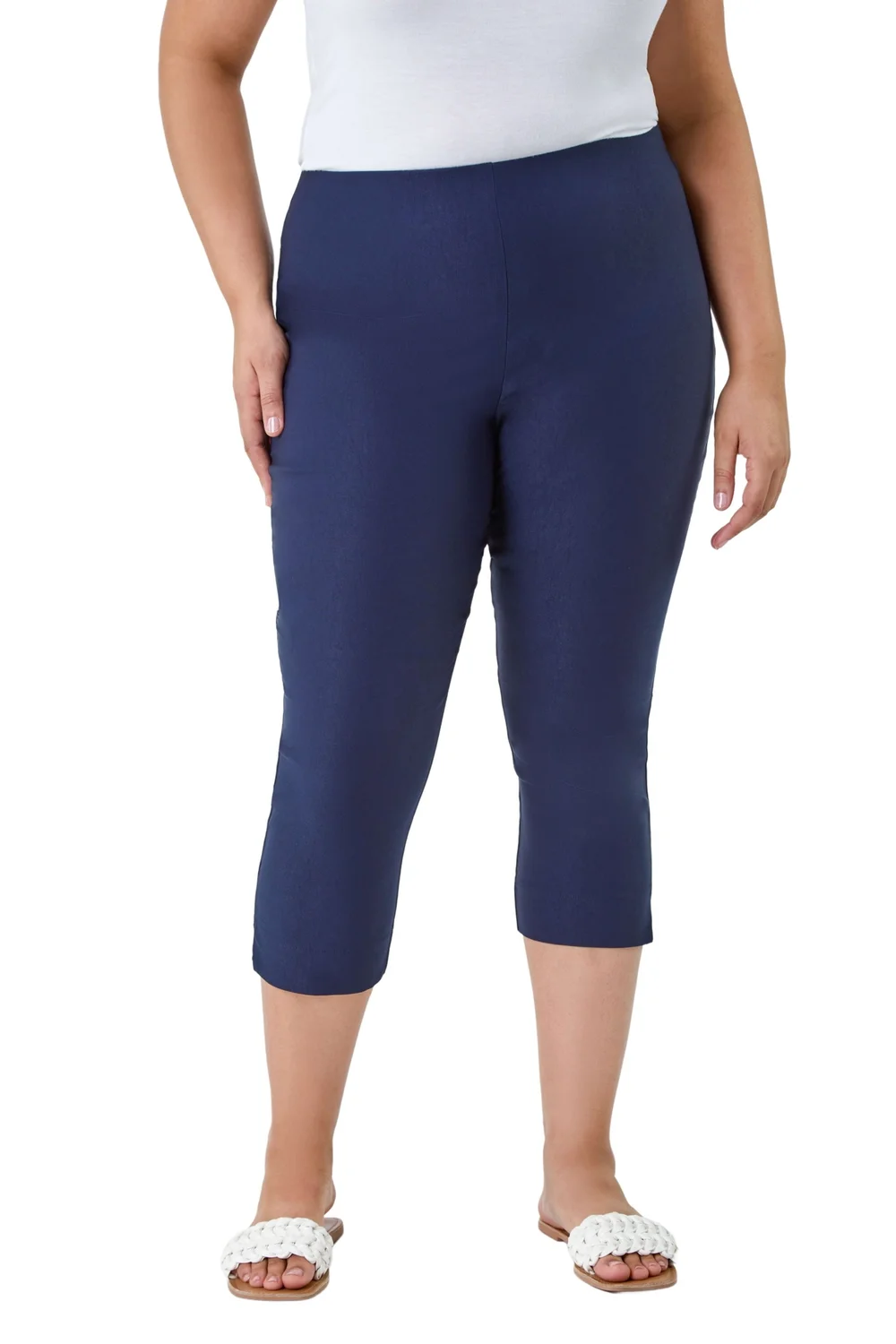 Roman Navy Blue Curve Cropped Stretch Trouser - 30-32 Image 2