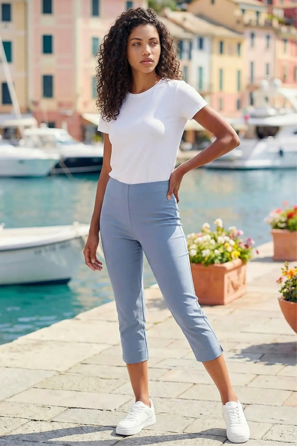 Roman Light Grey Petite Cropped Stretch Trouser - 18 Image 1