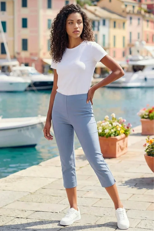 Roman Light Grey Petite Cropped Stretch Trouser - 18 Image 1