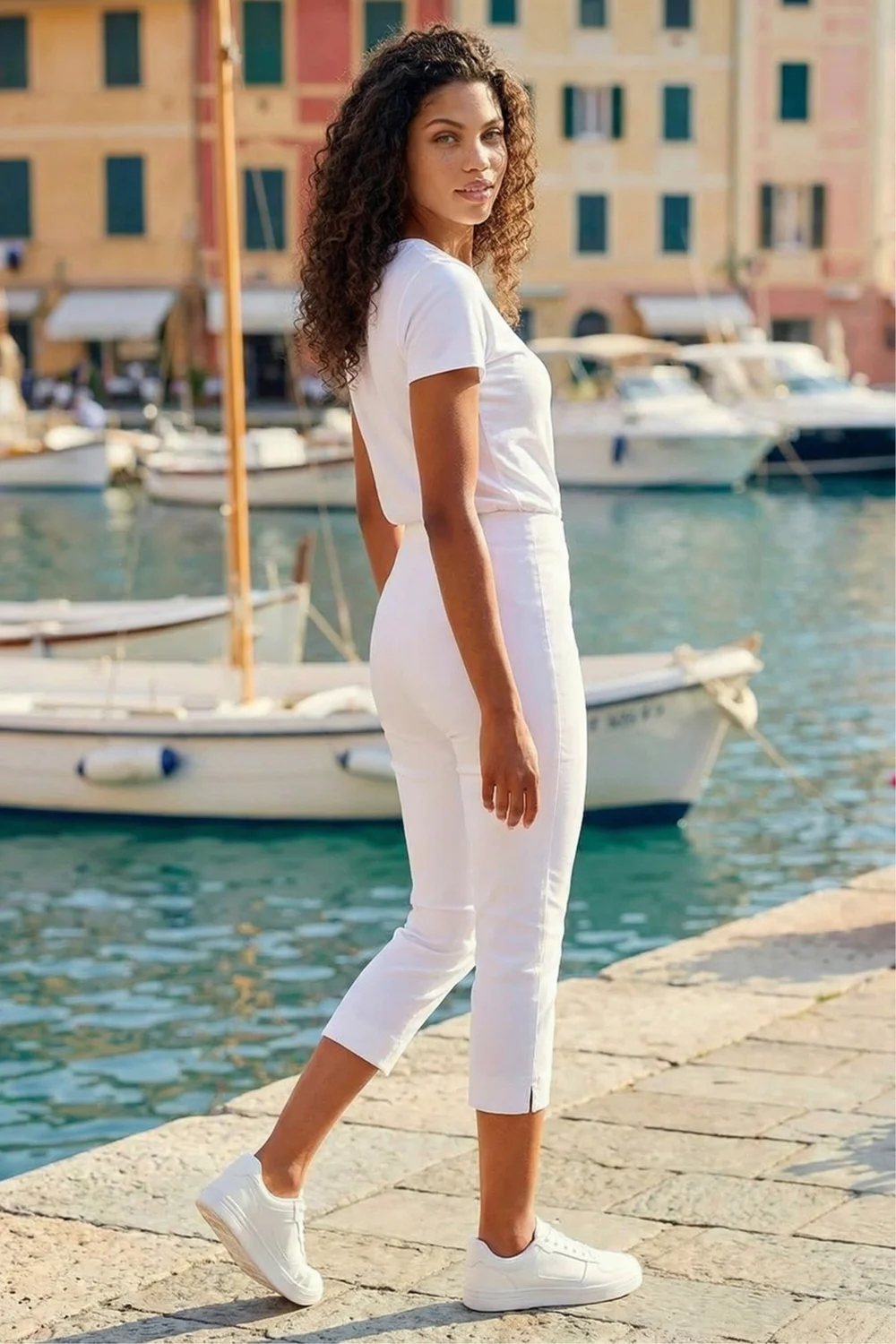 Roman White Petite Cropped Stretch Trousers - 14 Image 2