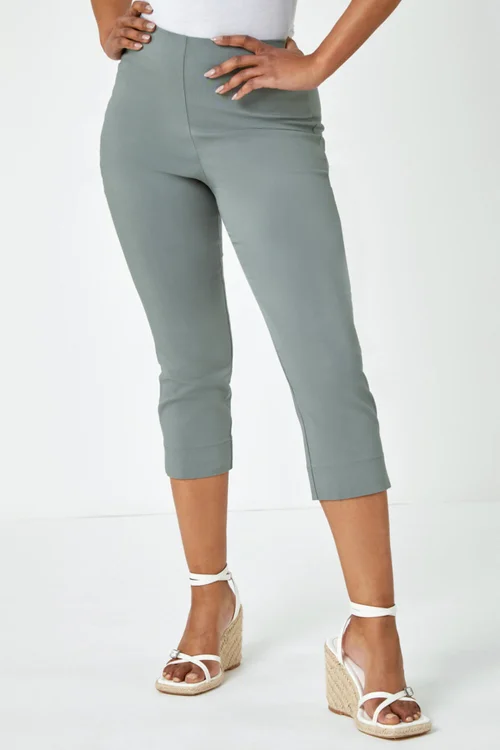Roman Khaki Petite Cropped Stretch Trouser - 8 Image 4