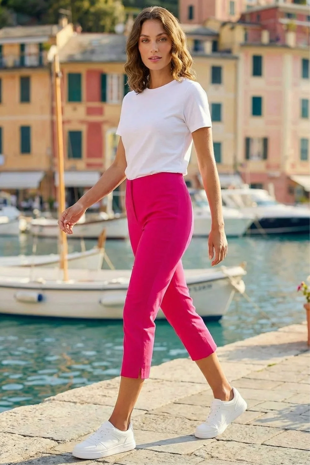 Roman Cerise Petite Cropped Stretch Trouser - 8 Image 3