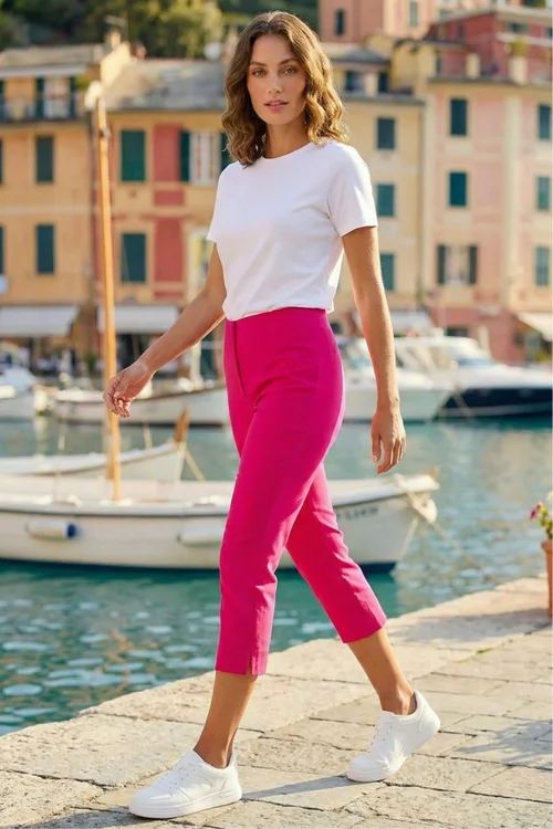 Roman Cerise Petite Cropped Stretch Trouser - 8 Image 3
