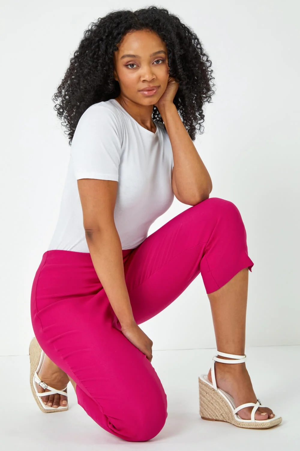 Roman Cerise Petite Cropped Stretch Trouser - 8 Image 2