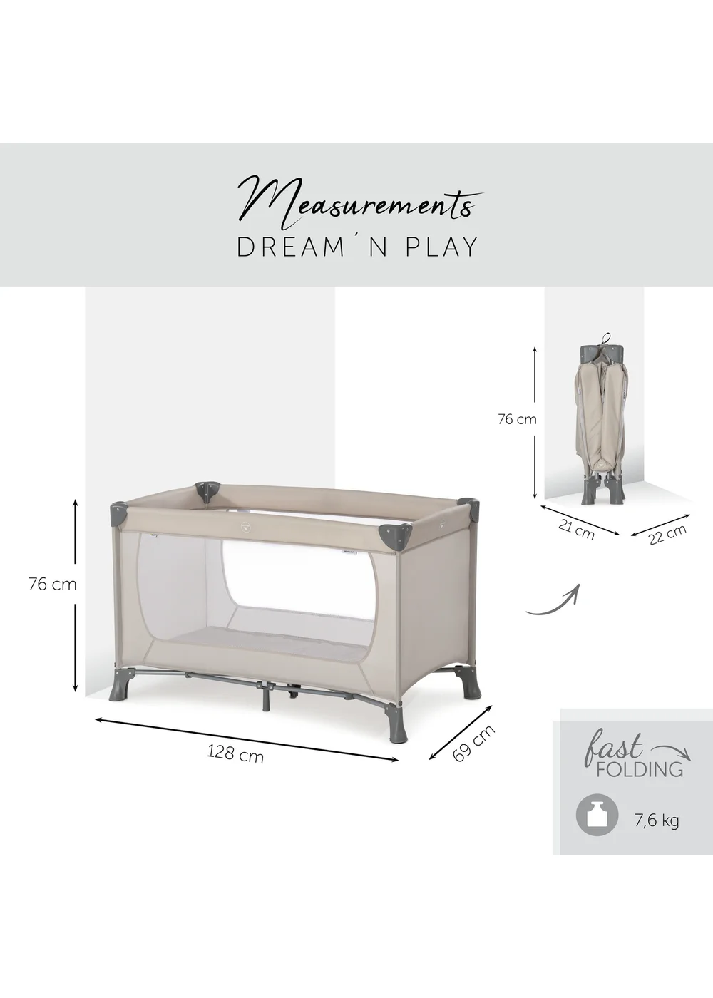 Hauck Beige Dream N Play Travel Cot - One Size Image 2