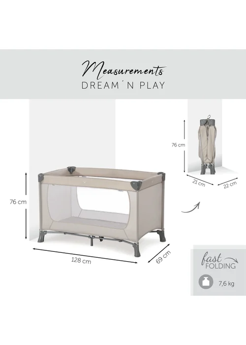 Hauck Beige Dream N Play Travel Cot - One Size Image 2