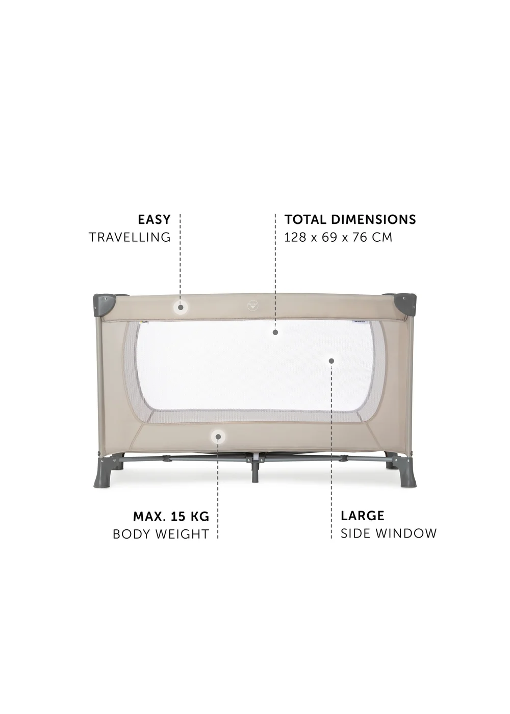 Hauck Beige Dream N Play Travel Cot - One Size Image 3