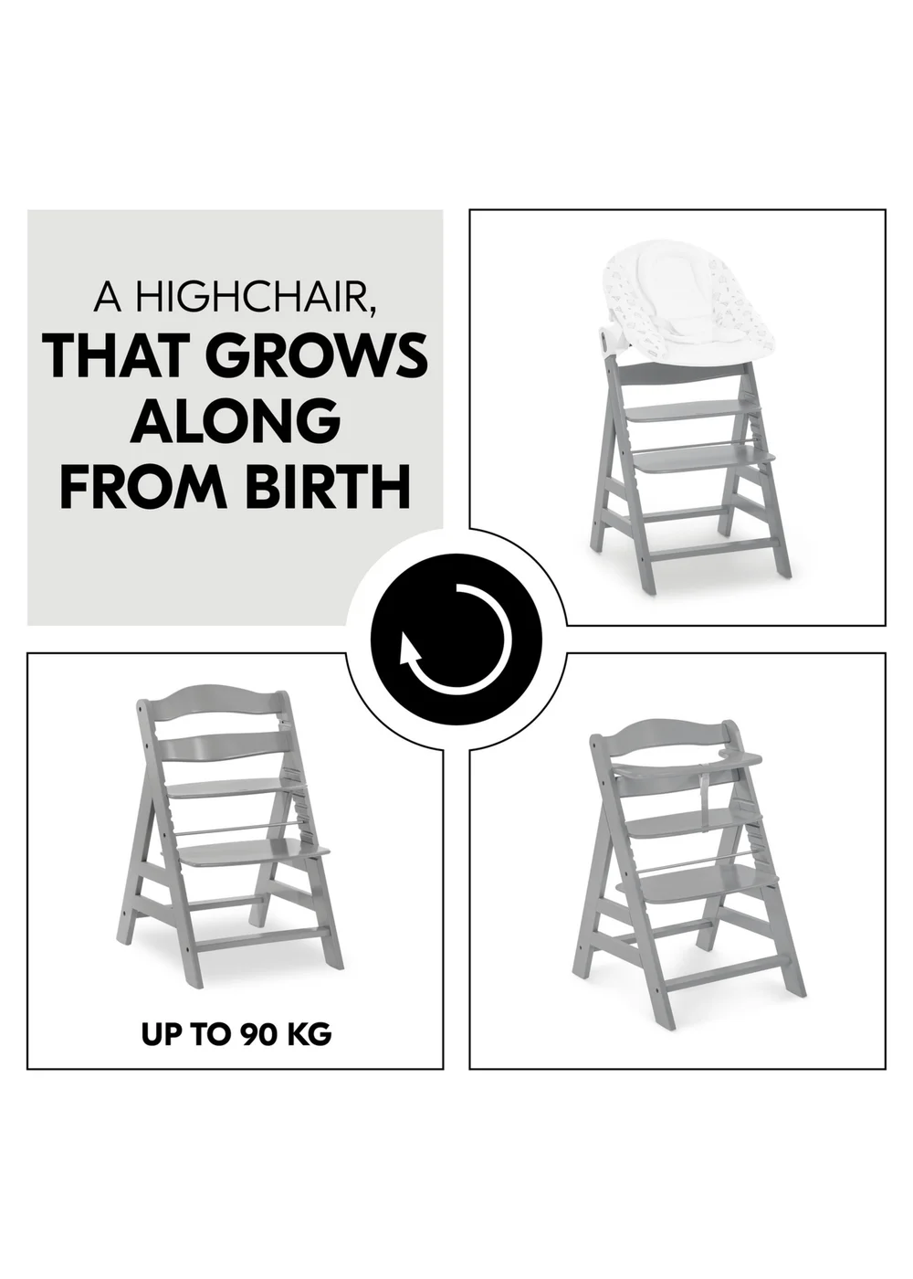 Hauck Grey Alpha+ Wooden Highchair - No Size Image 5