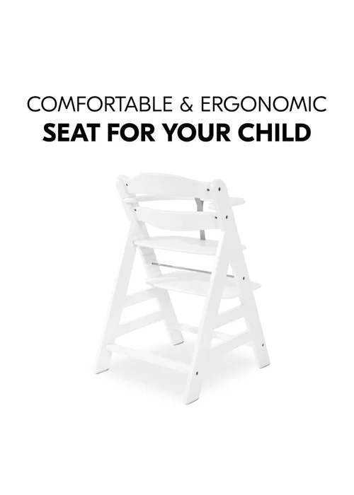 Hauck White Alpha+ Wooden Highchair - One Size Image 4