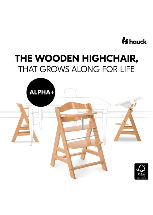 Hauck Natural Alpha+ Wooden Highchair - No Size Image 2