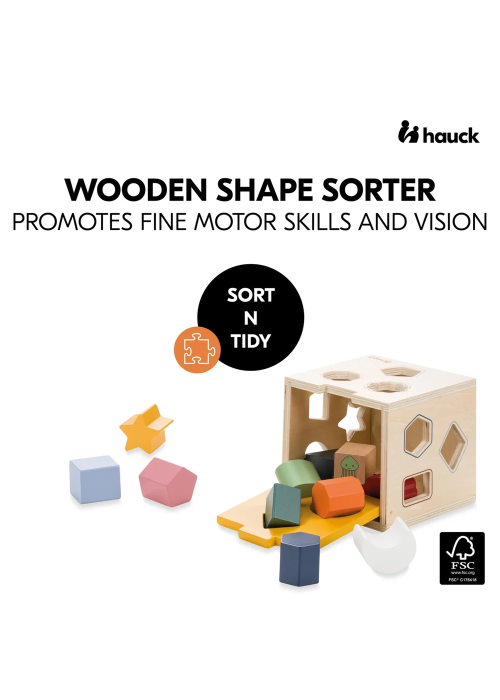 Hauck Sort N Tidy Wooden Sorting Cube - One Size Image 2