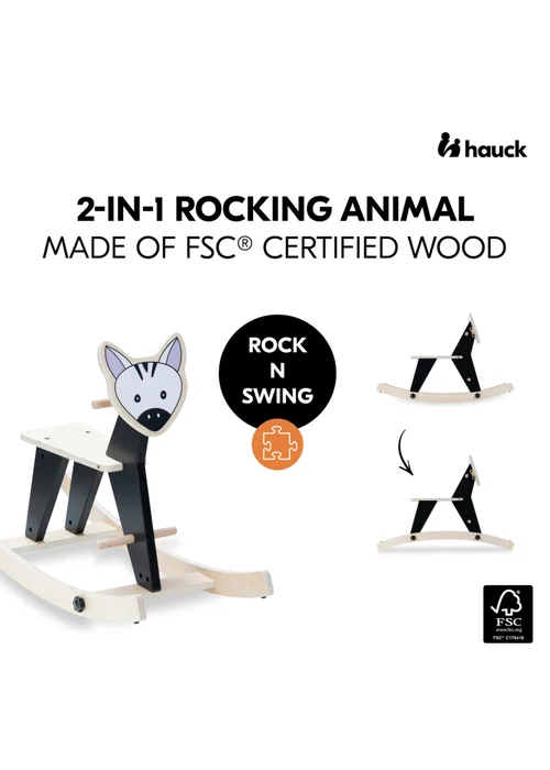 Hauck Zebra Rock N Swing Wooden Rocker - No Size Image 2