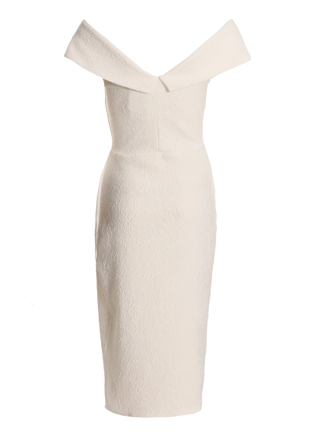 Quiz White Jacquard Bardot Ruched Dress - 6 Image 5