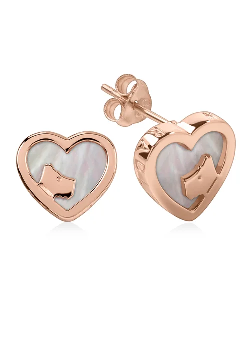 Radley London Silver Sterling Mother of Pearl Heart Shaped Studs - One Size Image 1