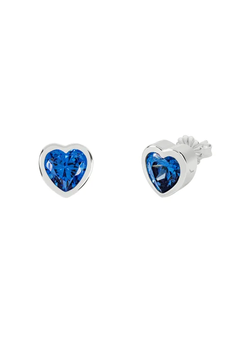 Radley London Silver Sterling Blue Stone Heart Stud Earrings - One Size Image 1