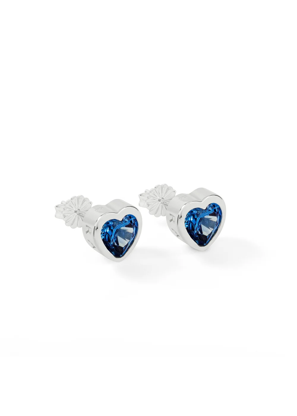 Radley London Silver Sterling Blue Stone Heart Stud Earrings - One Size Image 2