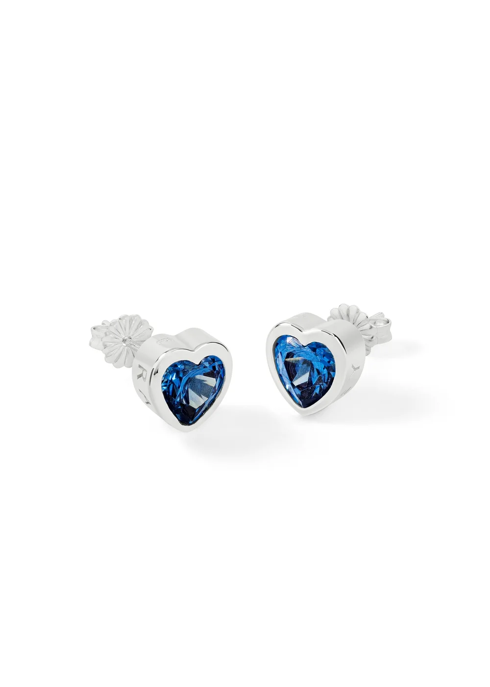 Radley London Silver Sterling Blue Stone Heart Stud Earrings - One Size Image 3