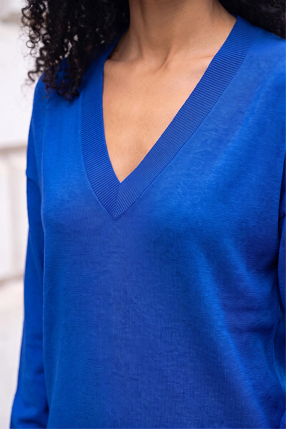 Roman Royal Blue V-Neck Stretch Jumper - 10 Image 4
