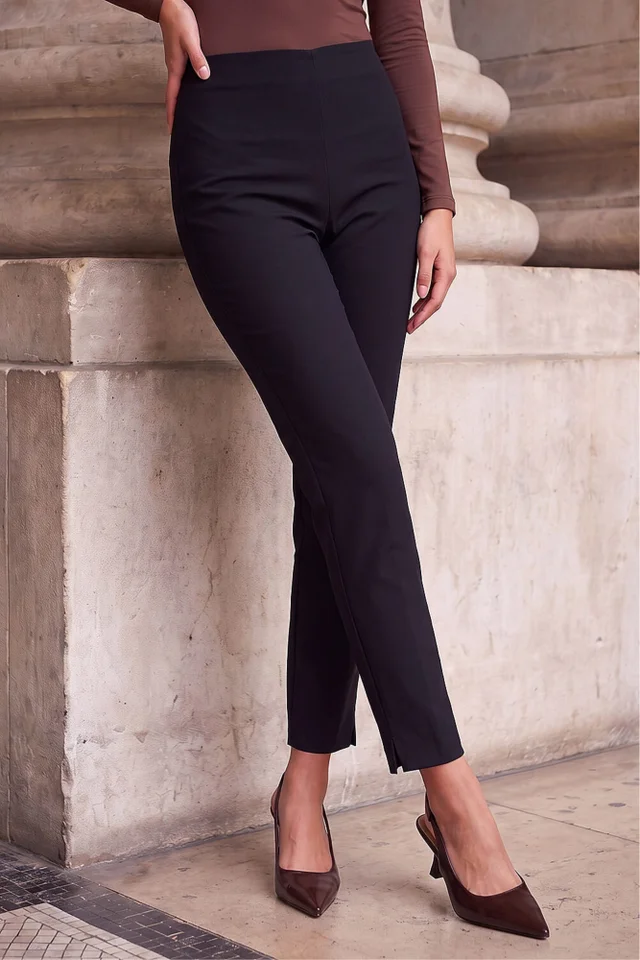 Roman Black Petite Full Length Stretch Trousers