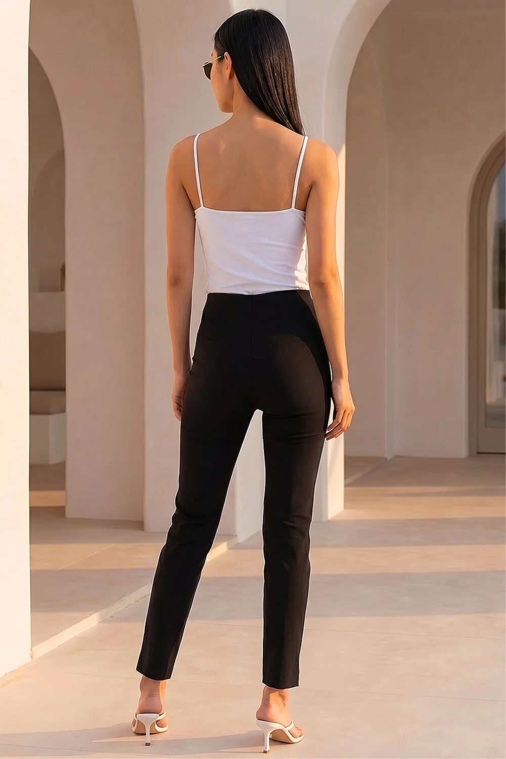 Roman Black Petite Full Length Stretch Trousers - 12 Image 3