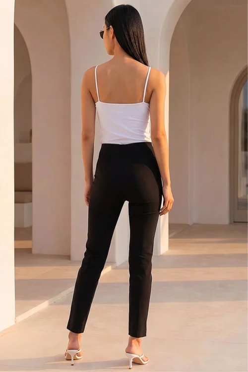 Roman Black Petite Full Length Stretch Trousers - 12 Image 3