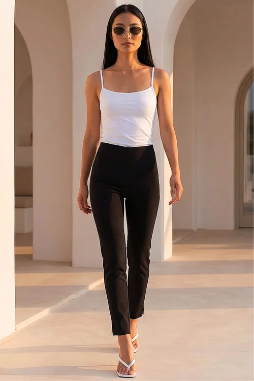 Roman Black Petite Full Length Stretch Trousers - 12 Image 1
