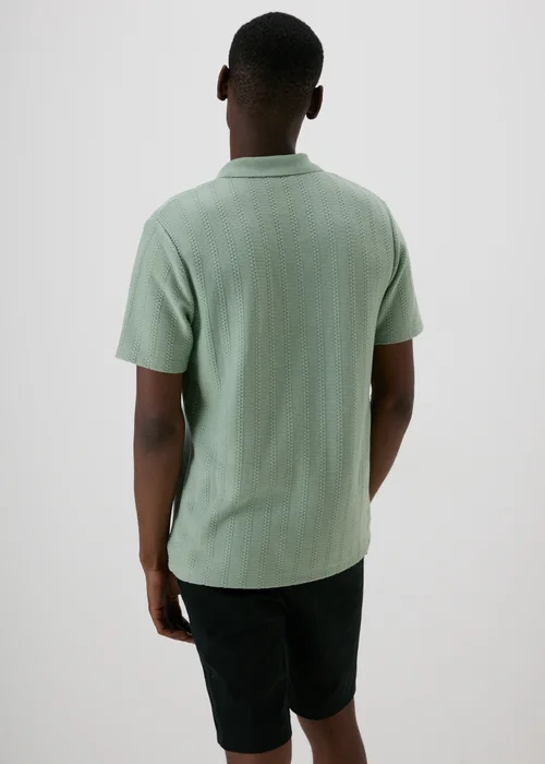 Sage Jacquard V-Neck Polo Top - S Image 2