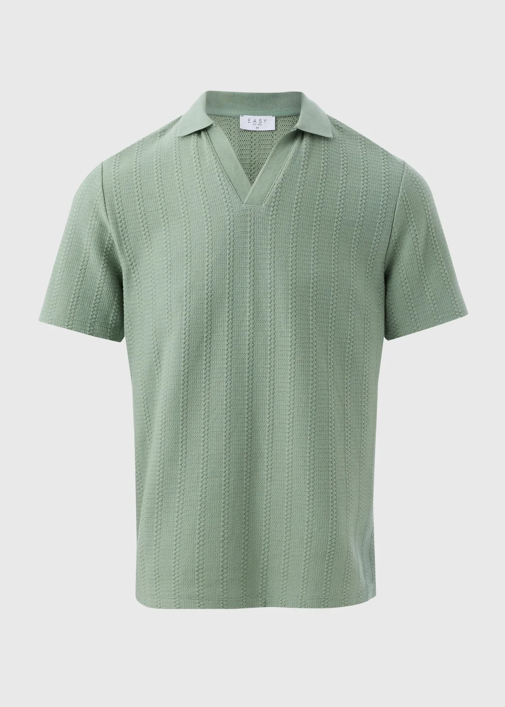 Sage Jacquard V-Neck Polo Top - S Image 5