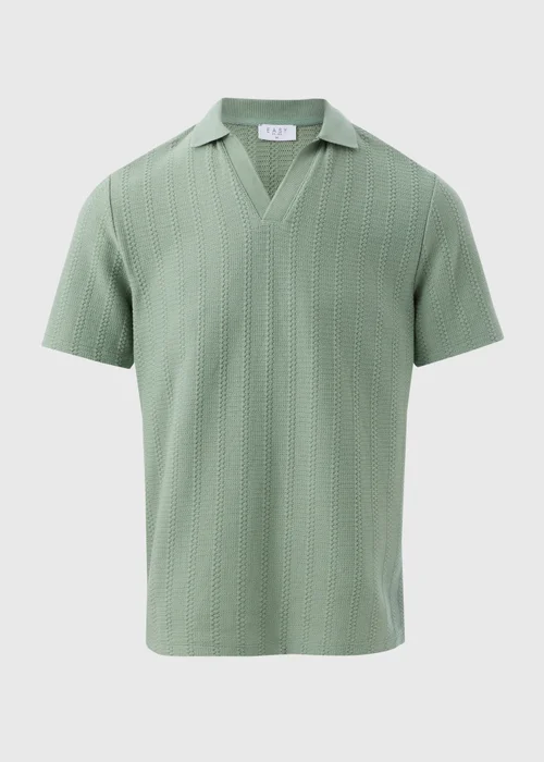 Sage Jacquard V-Neck Polo Top - S Image 5