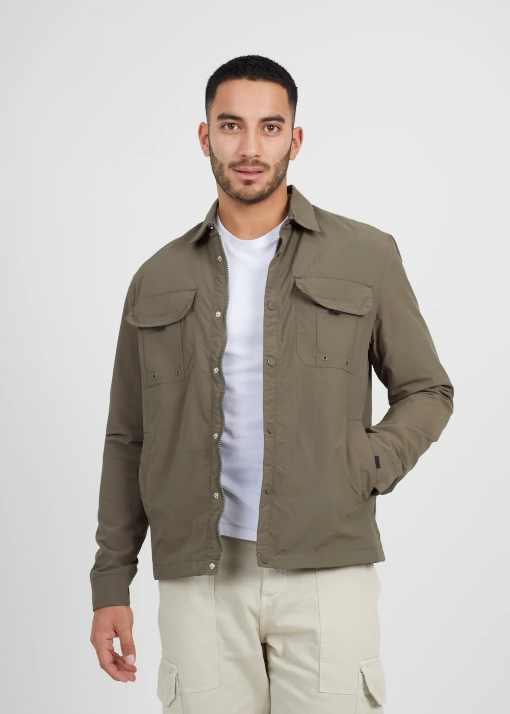 Brave Soul Khaki Lightweight Shacket - S Image 1