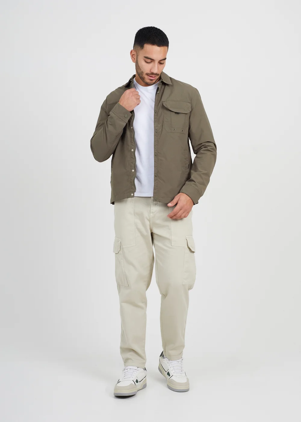 Brave Soul Khaki Lightweight Shacket - S Image 3