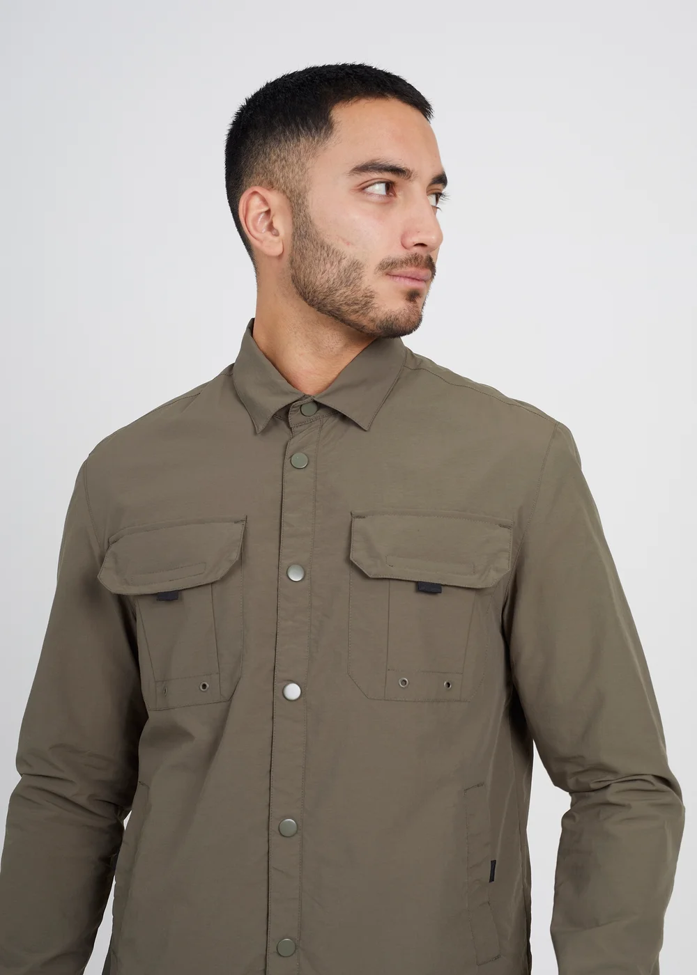 Brave Soul Khaki Lightweight Shacket - S Image 4