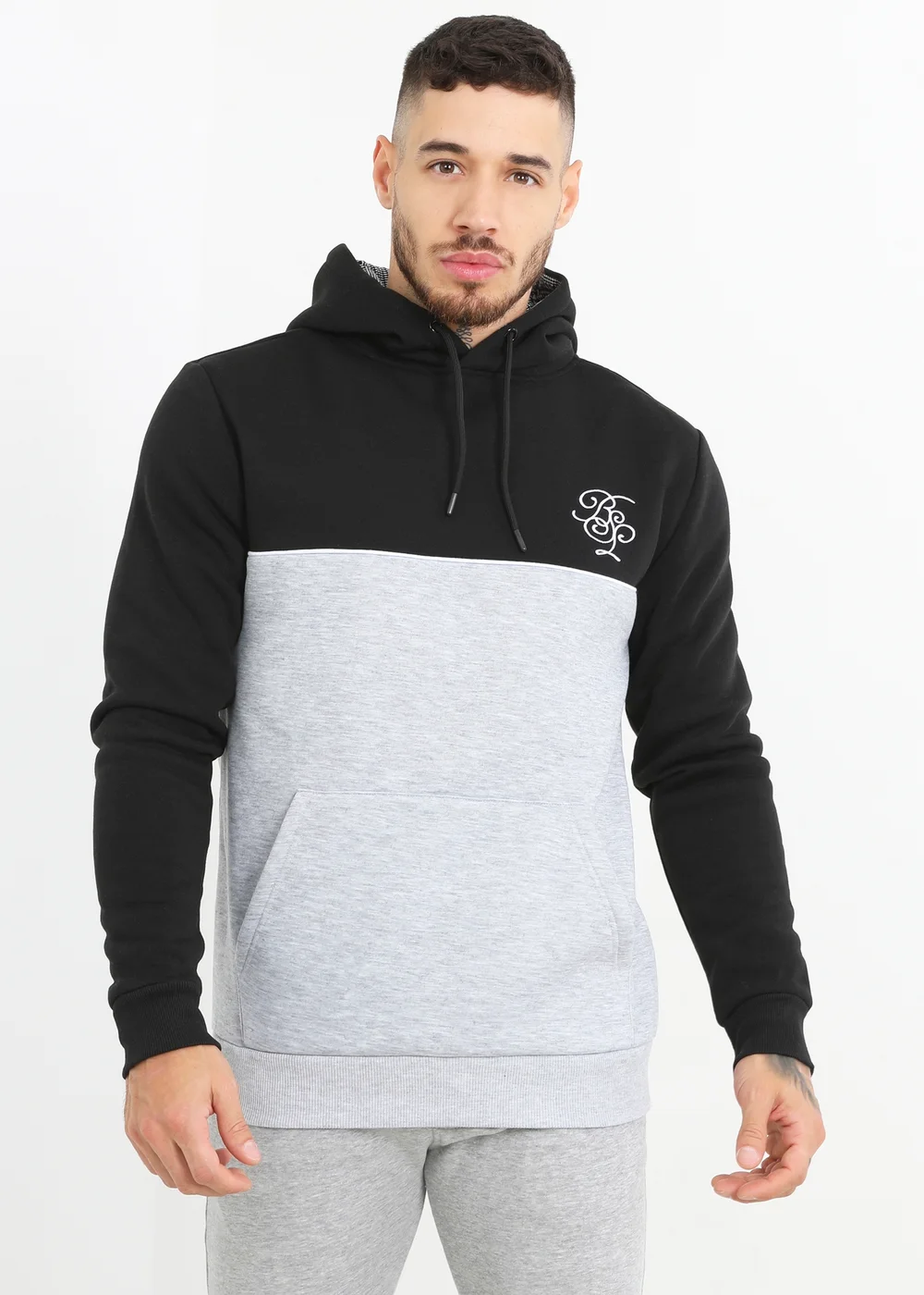 Brave Soul Black Colour Block Overhead Hoodie - S Image 1