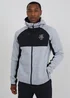 Brave Soul Light Grey Contrast Panel Zip Through Hoodie - Medium Image 1