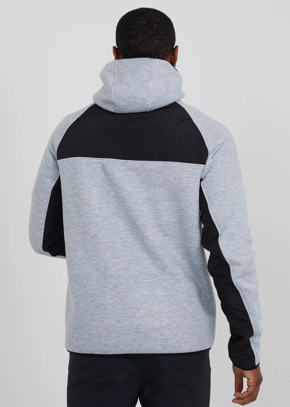 Brave Soul Light Grey Contrast Panel Zip Through Hoodie - Medium Image 2